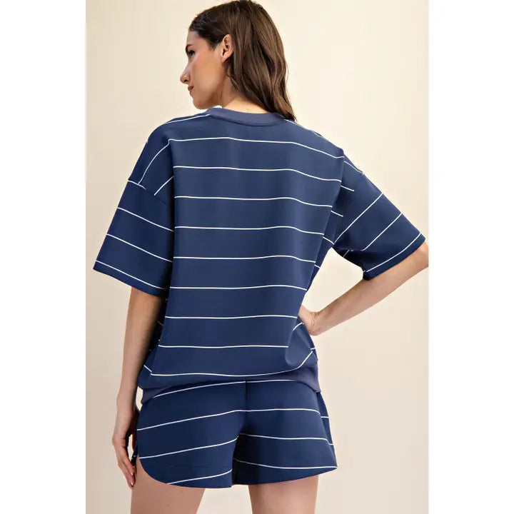 Modal Stripe Crew Neck Top