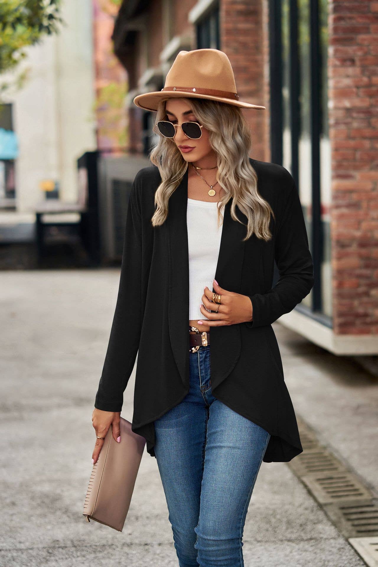 Long-sleeved loose knitted cardigan