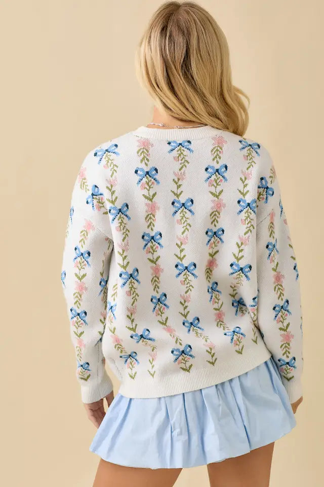 Coquette Ribbon Bow Sweater - The Season Boutique