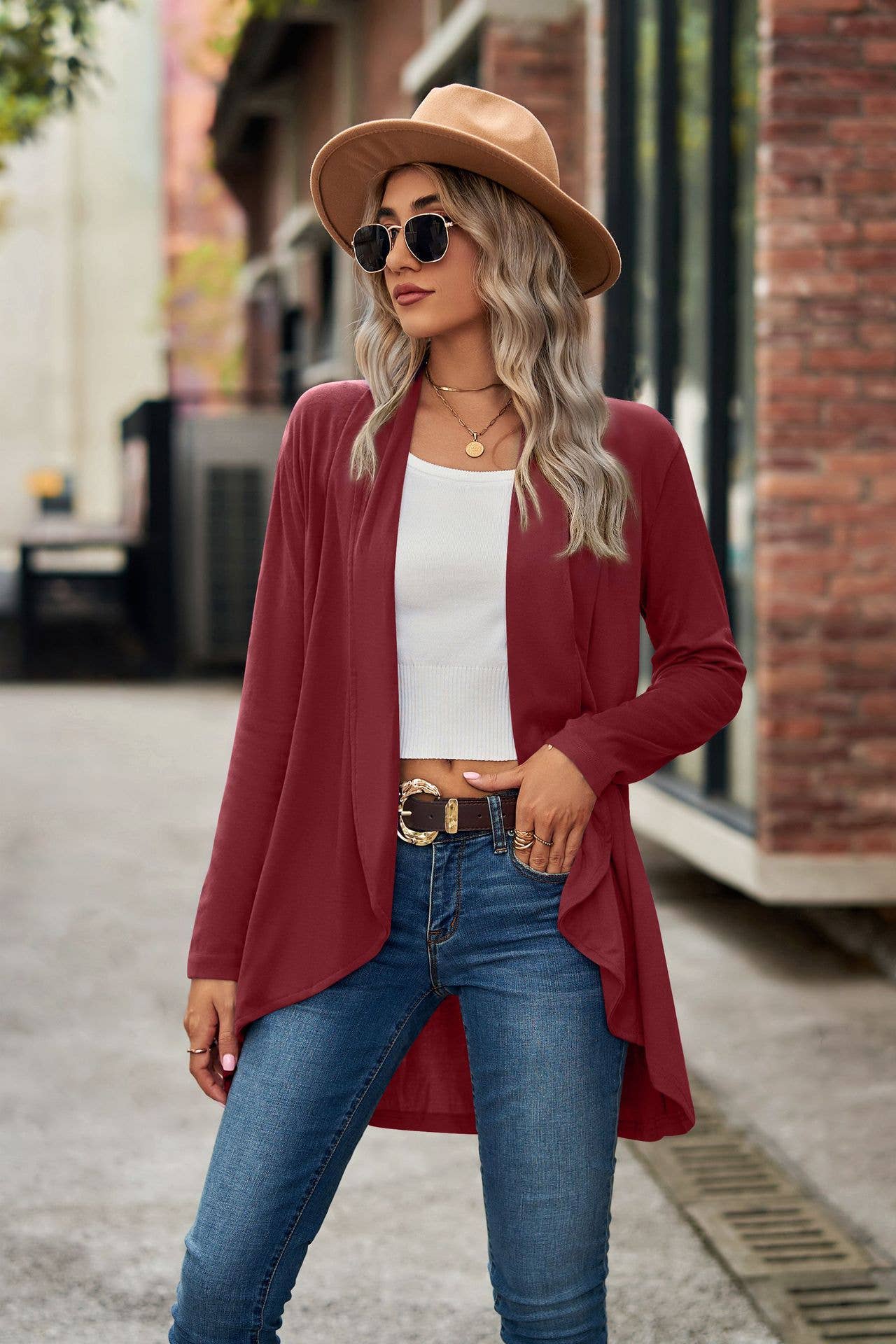 Long-sleeved loose knitted cardigan