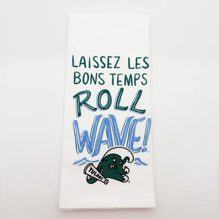 Tulane Roll Wave Tea Towel New Orleans College