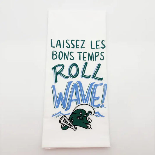 Tulane Roll Wave Tea Towel New Orleans College