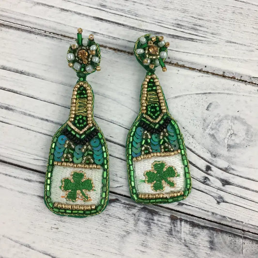 St. Patrick's Champagne Bottle Earrings