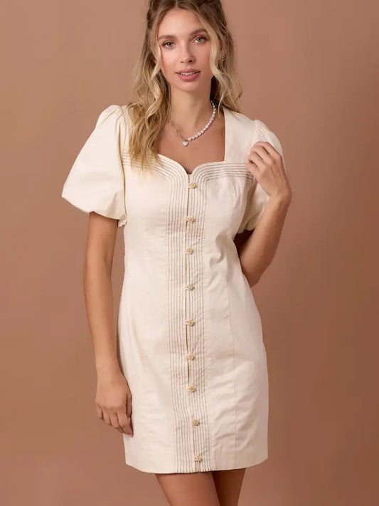 Contrast Stitched Bubble Sleeve Button