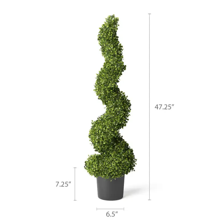 Faux Boxwood Spiral Topiaries, 4ft