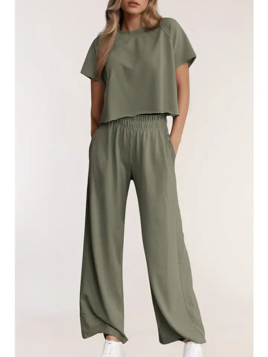 Raw Hem Loose Pants Set