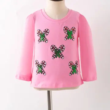 Lit Girl Candy Cane Top