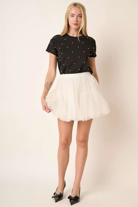 Tulle Godet Detail Mini Skirt