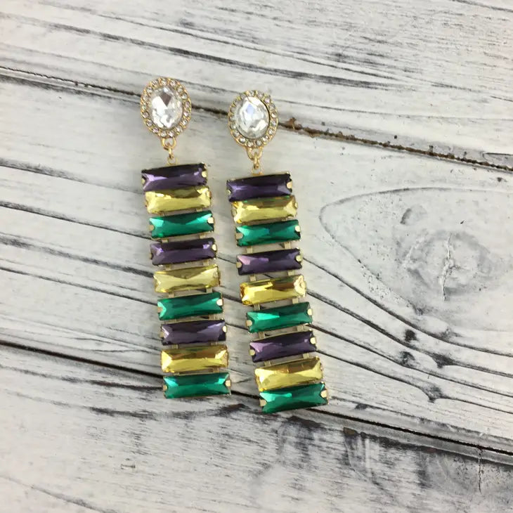 Mardi Gras Stacked Gemstone Earrings