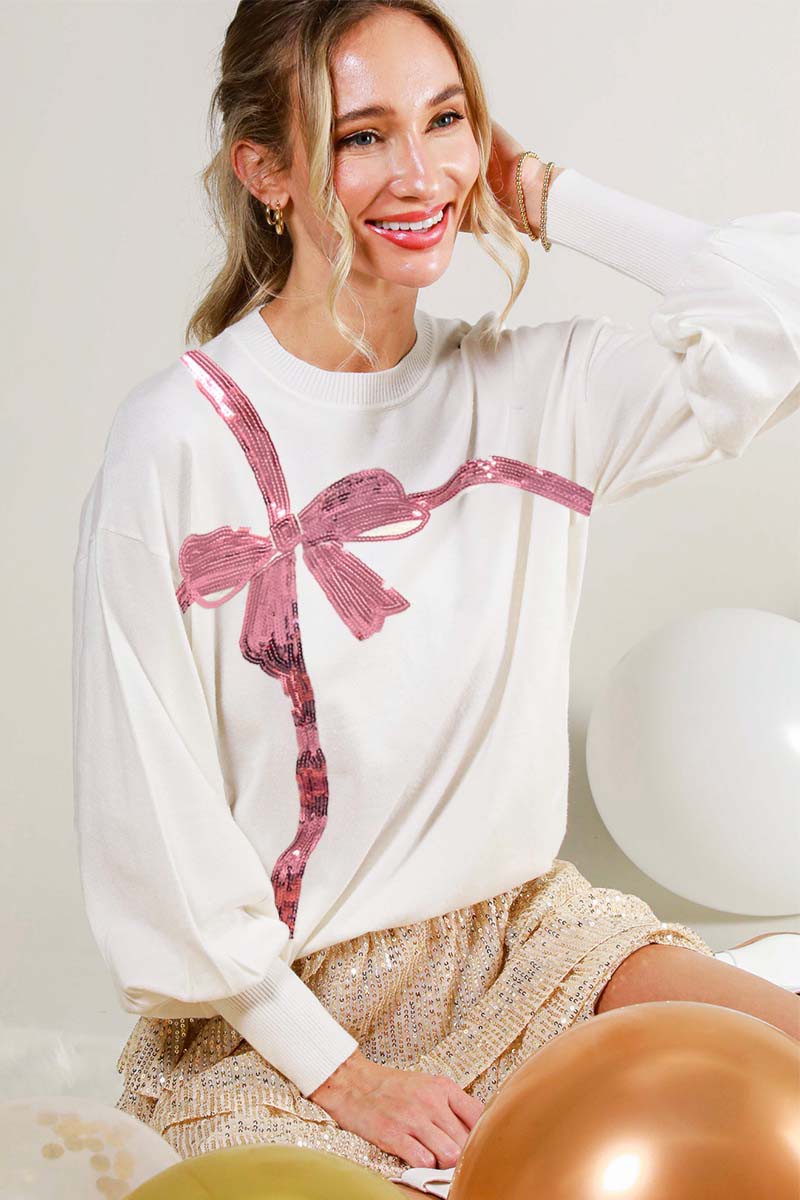 Sequin Bow Knitted Sweater