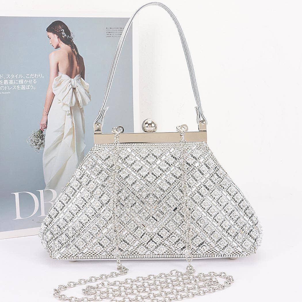 Rhinestone Party Clutch -Silver