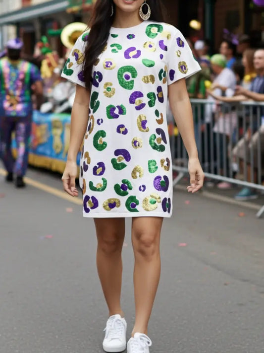Mardi Gras Sequin Leopard Dress - The Season Boutique