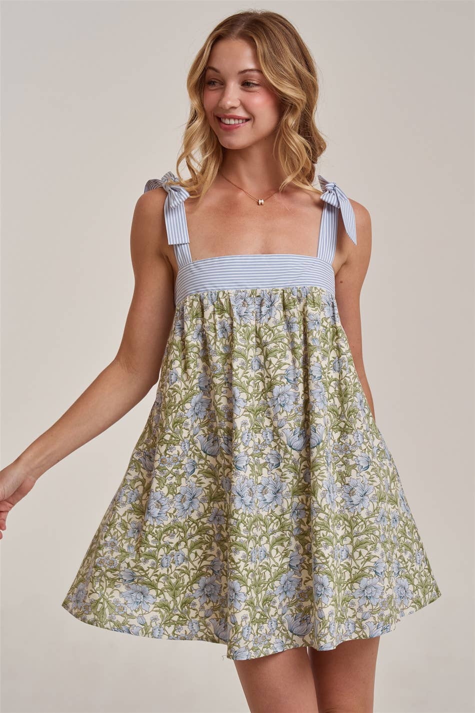 FLORAL BABYDOLL A LINE MINI DRESS - The Season Boutique