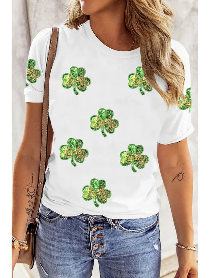 St. Patrick Sequin Clover Tee