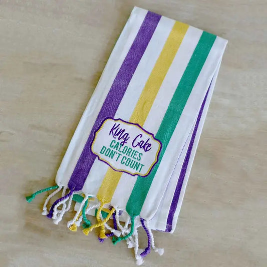 King Cake Stripe Hand Towel 20x28