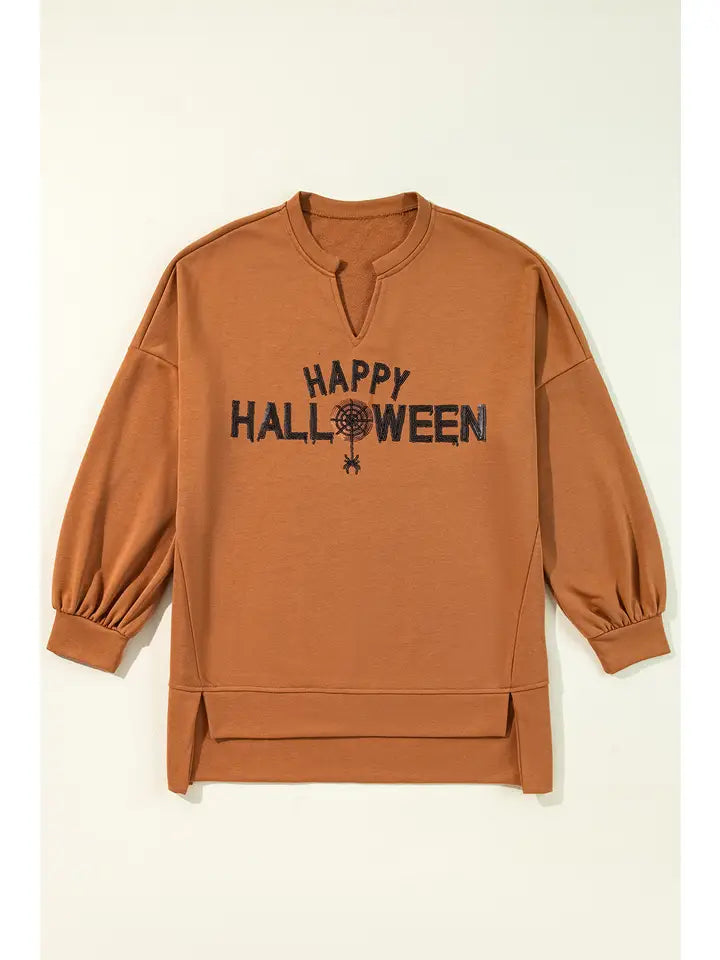 Sequin "Happy Halloween" Long Sleeve