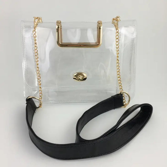 Fashionable Black Strap Clear Bag