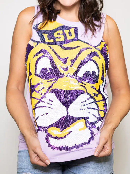 LSU Full Face Vintage Tiger (Licensed) | Sequin Tank