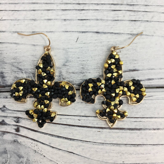 black & gold confetti earrings