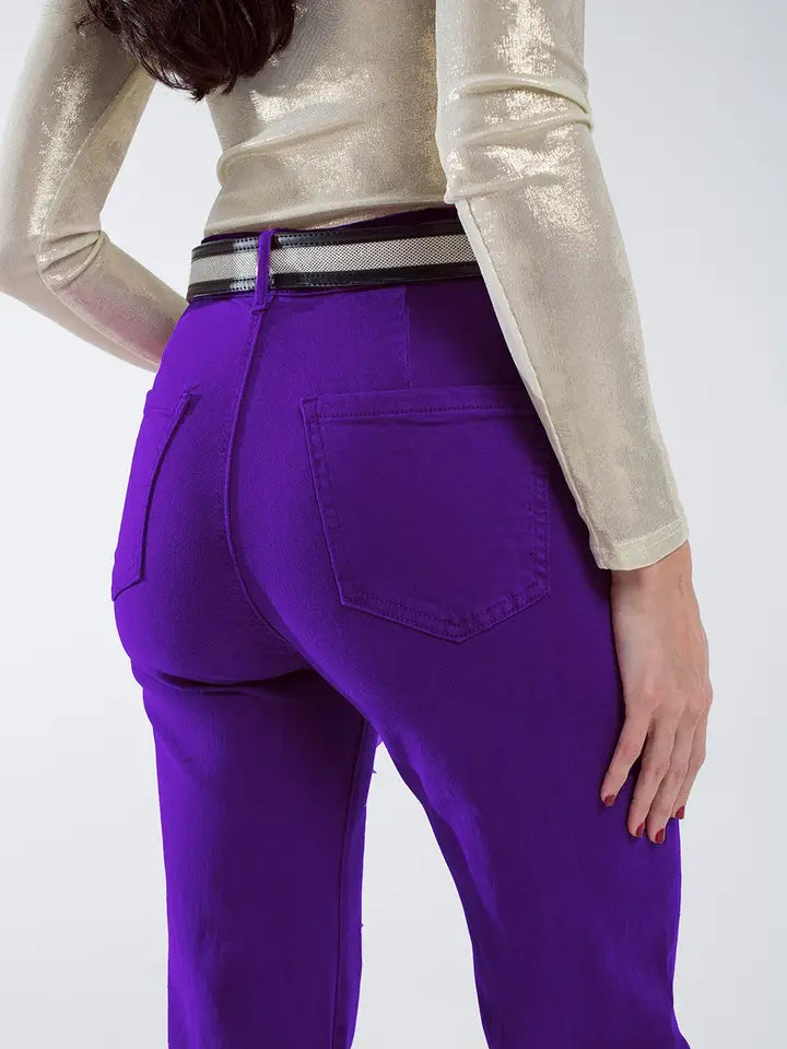 Purple Flair Jeans with Large Front Pockets - The Season Boutique