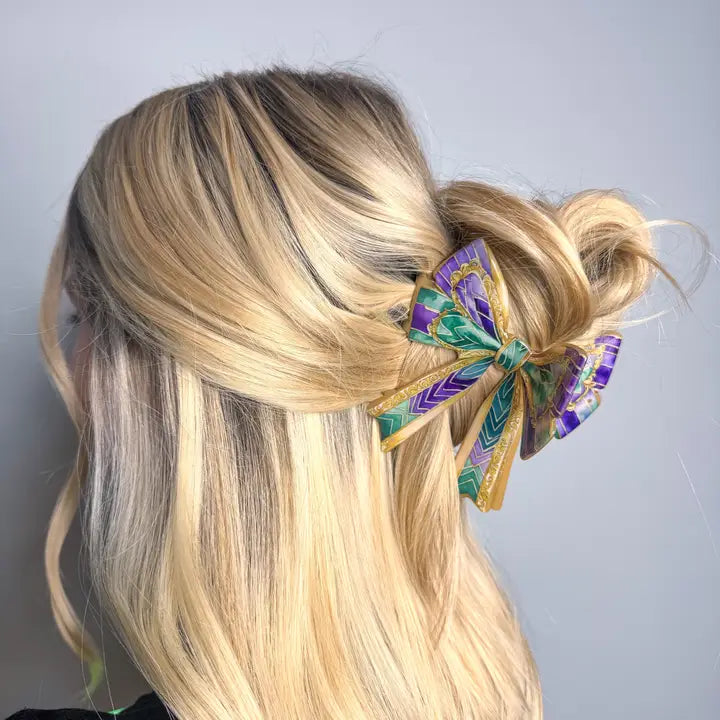 Mardi Gras Bow Claw Clip