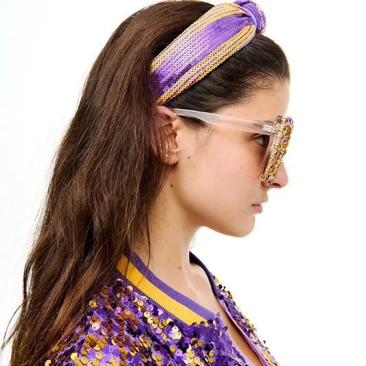 Purple and Gold Sequin Headband