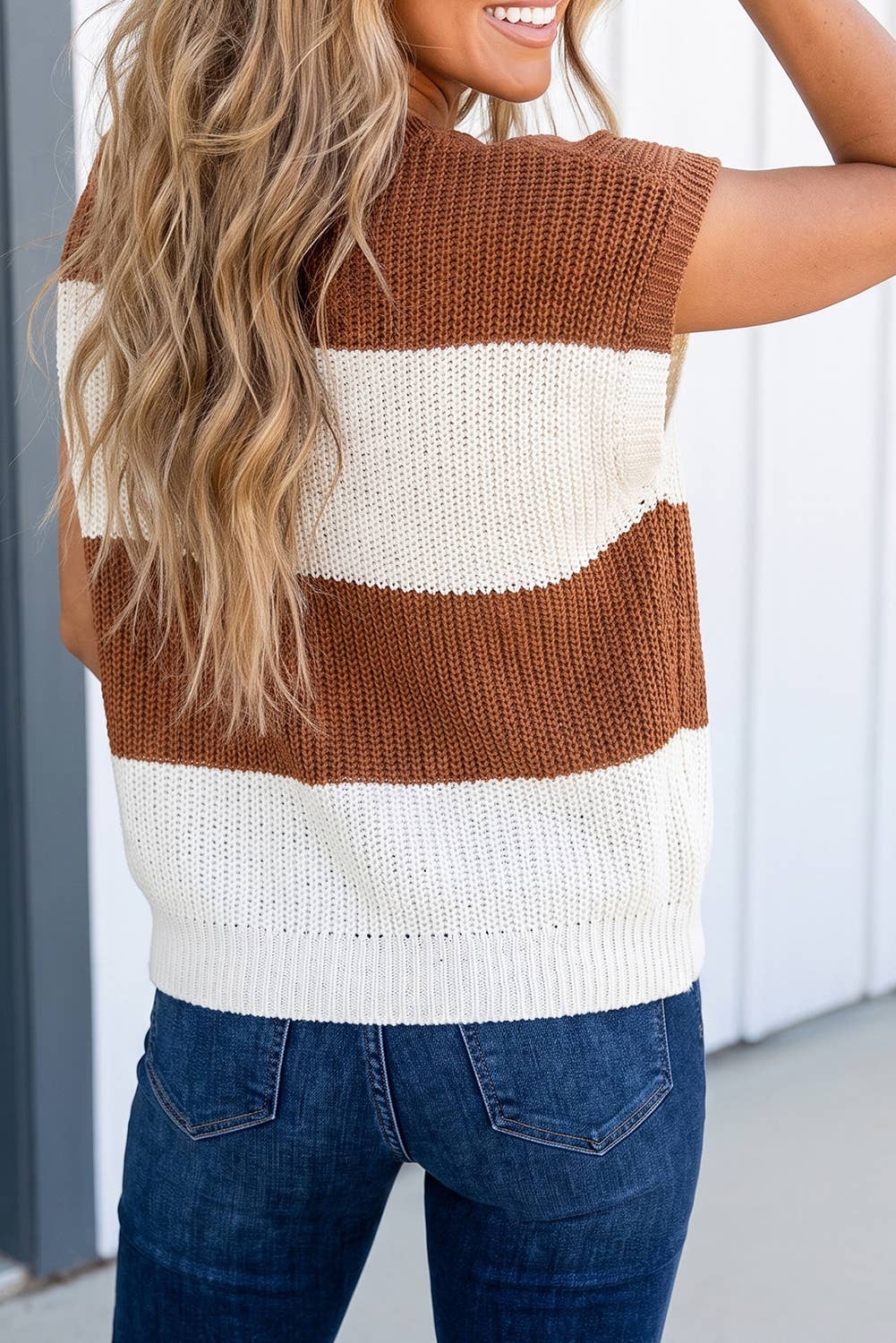 Striped V Knit Sweater