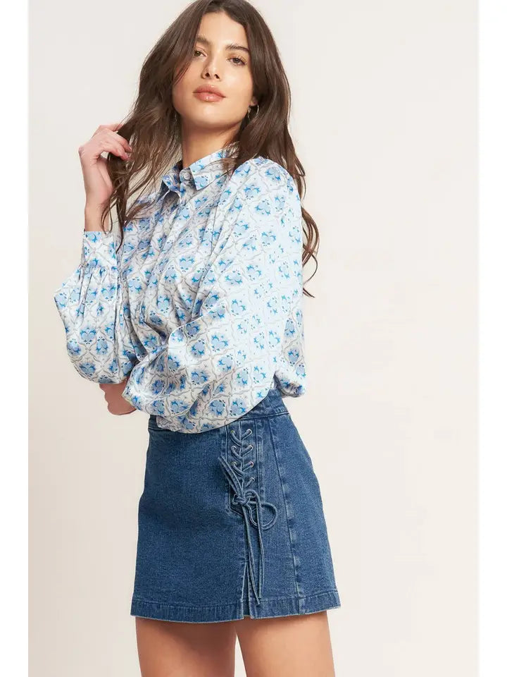 Washed Denim Skort - The Season Boutique