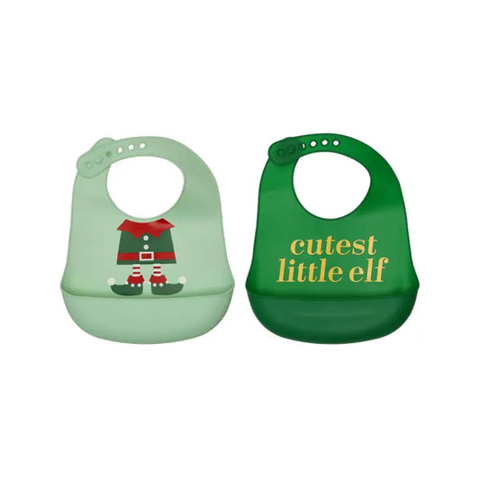 Christmas Elf Baby Silicone Bib Set