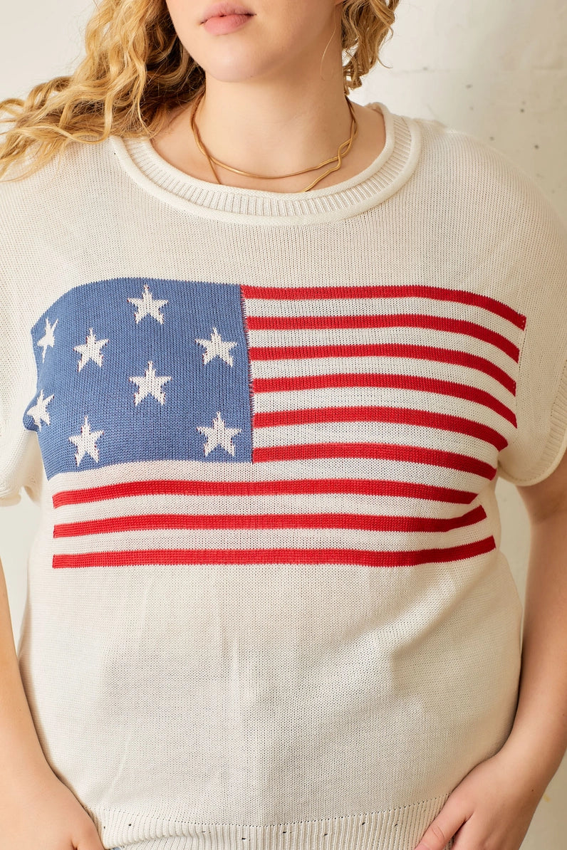 American Flag Sweater Top