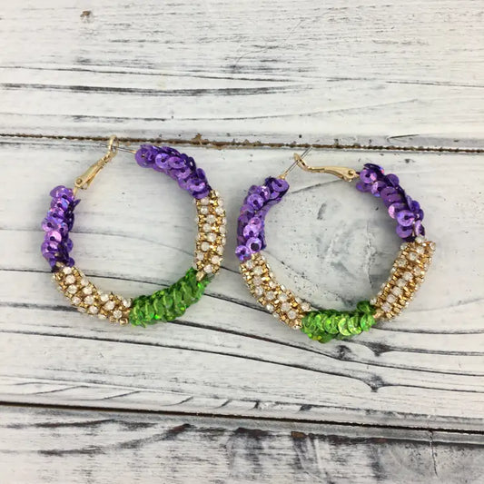 Mardi Gras Hoop Earrings