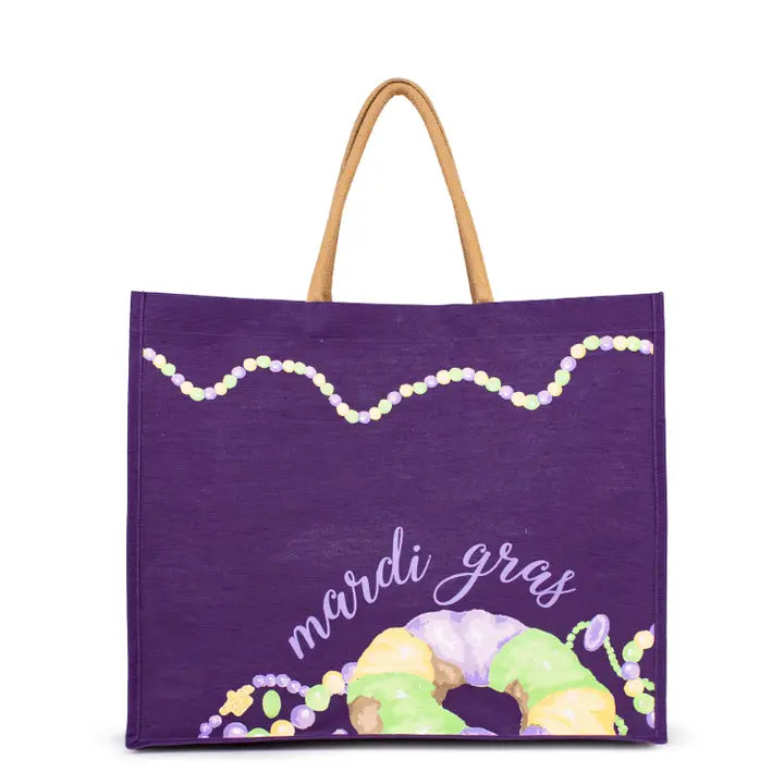 Mardi King Cake Carryall Tote Purple/Multi 22x19x8