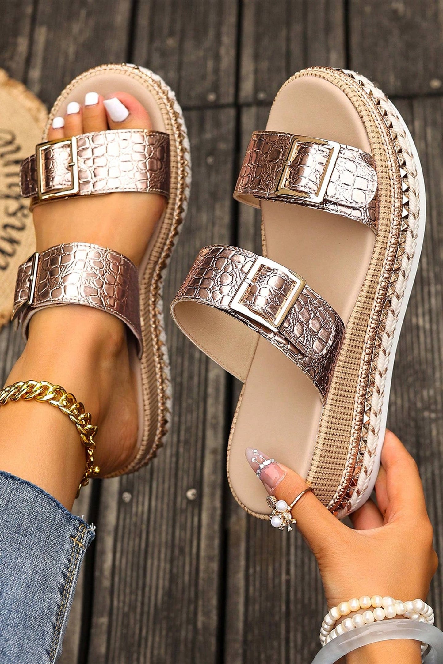 Textured Leather Platforms