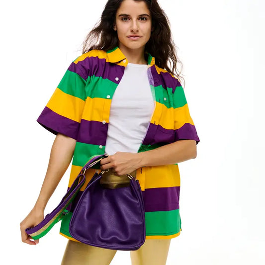 Mardi Gras Striped Button Down