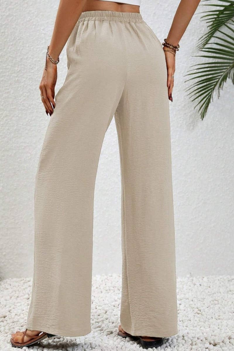 LACE UP WIDE LEG PANTS - The Season Boutique