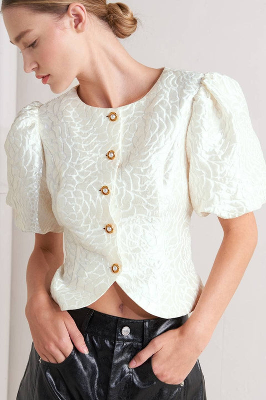 A textured woven top