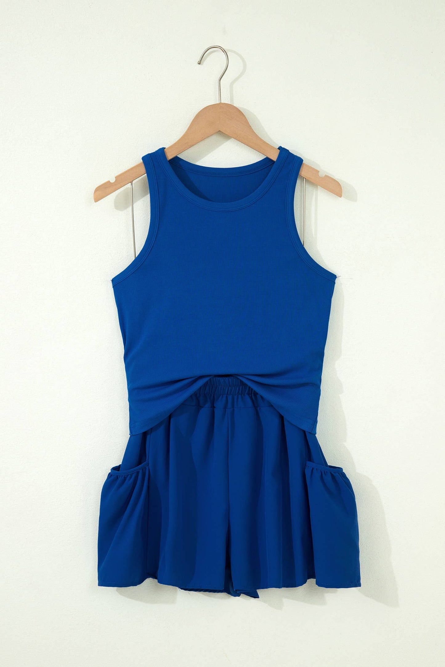 Ribbed Tank Pocketed Shorts Set