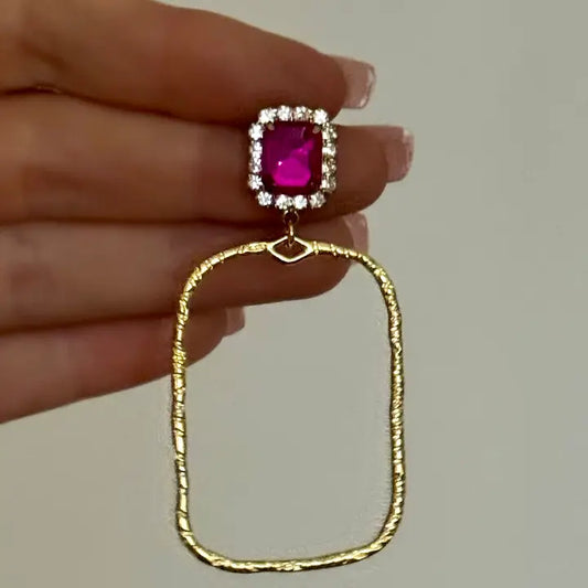 Fancy Rhinestone Pink Boutique Prom Homecoming Earrings