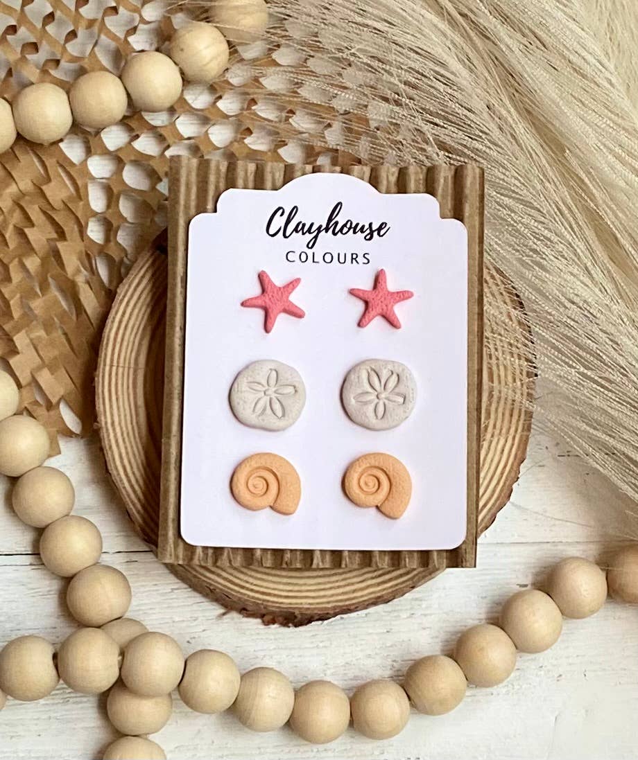 Beach Clay Earrings: Blue Crab