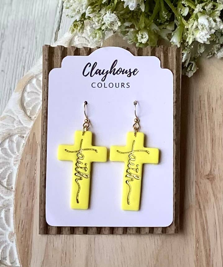 Faith Cross Earrings : Pearl / Gold Plated