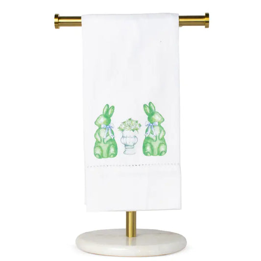 Francesca Bunny Hemstitch Hand Towel White/Green 20x28