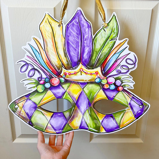 Carnival Mask Mardi Gras Door Hanger - New Orleans Decor