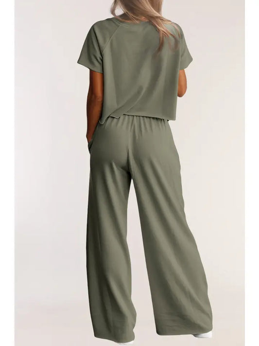 Raw Hem Loose Pants Set