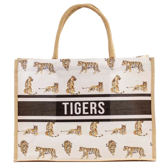 Forever Tiger Juco Tote Bag White/Multi 19x14x7.5