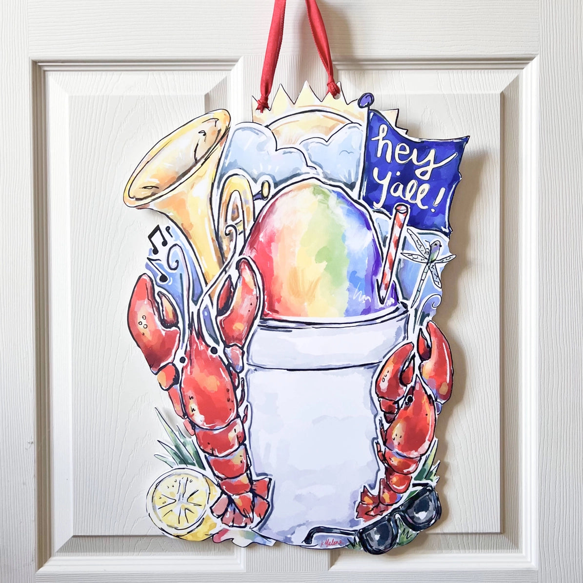 Southern Summertime Door Hanger - Sno-Ball, Crawfish, Y'all