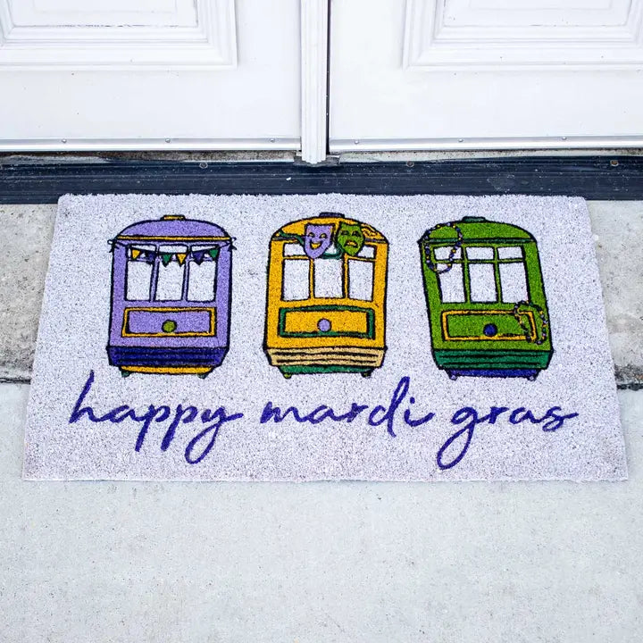 Streetcar Mardi Gras Coir Doormat