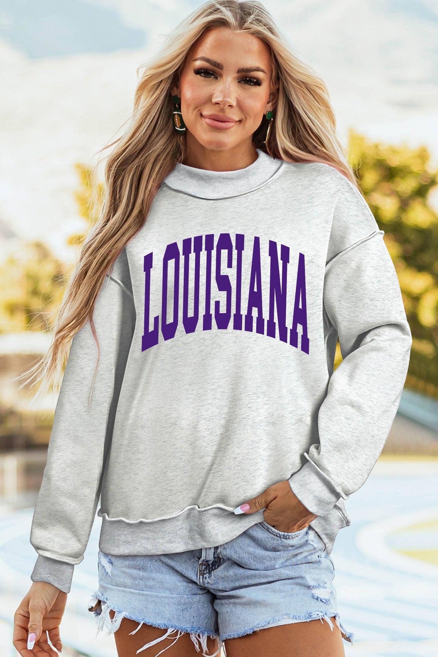LOUISIANA TIGERS Mock Neck Reversible Sweatshirt