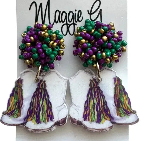 Mardi Gras Marching Boots Earrings
