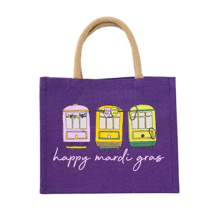 Streetcar Mardi Gras Gift Tote 12x10x8