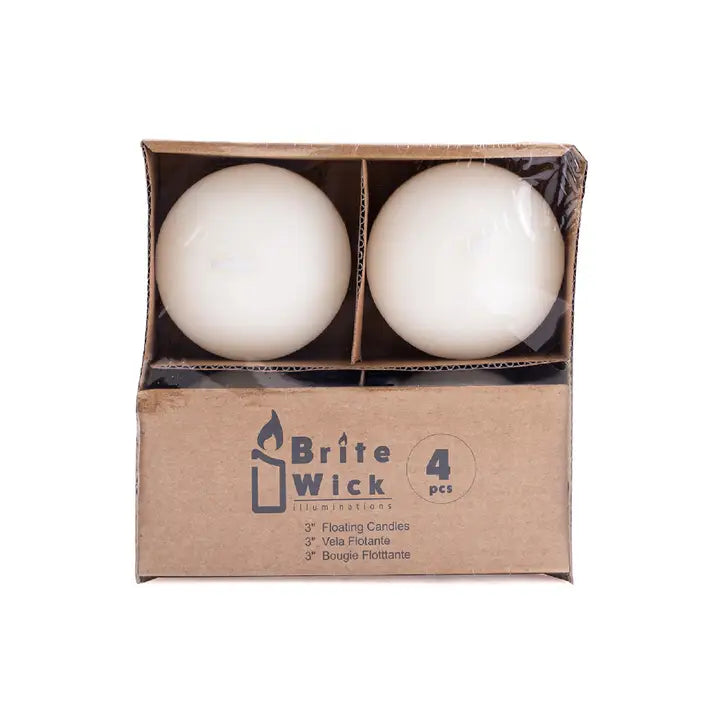 3 Inch Floating Candles - Ivory- 4pc/pack